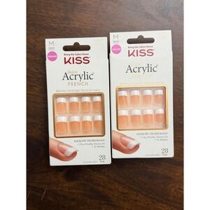 KISS Salon Acrylic French Nails 4 Pack Medium Square KSA02 62277 56 Nails Total
